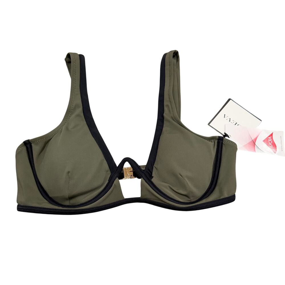 Moeva New Green And Black Bikini Underwire Top Size Medium